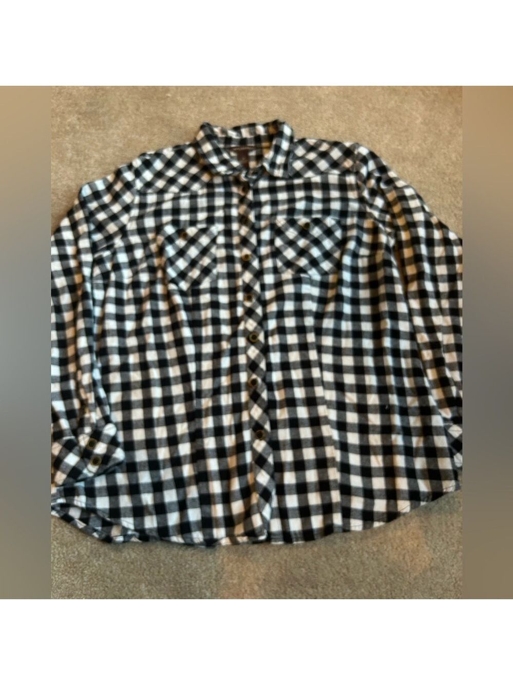 Bit & Bridle Western Style Women’s Flannel M Black White Gingham Plaid Checked